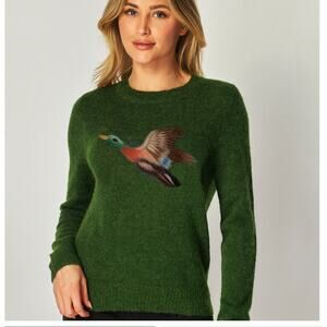 Saccharine New York Flying Mallard Duck Sweater Forest Green Alpaca Merino Wool